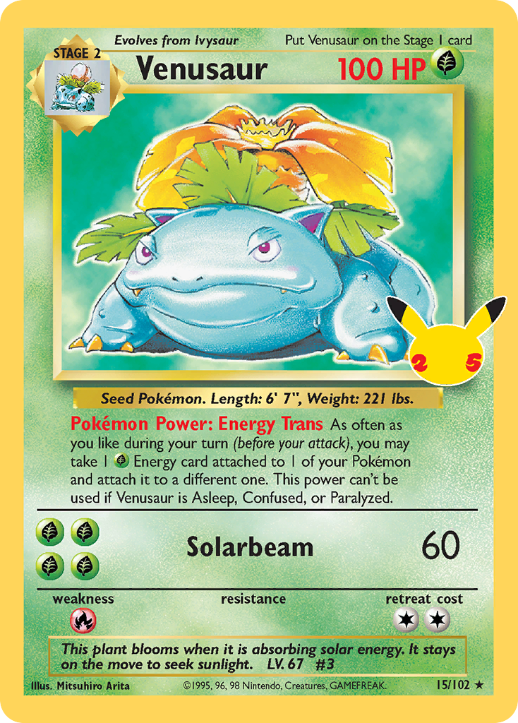Venusaur Holo 15/102 card scan