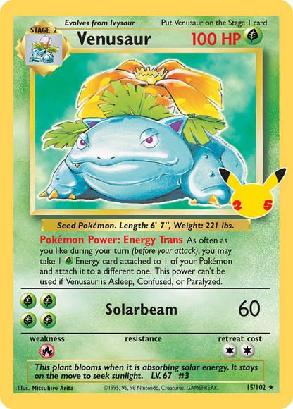 Venusaur Holo 15/102 card scan