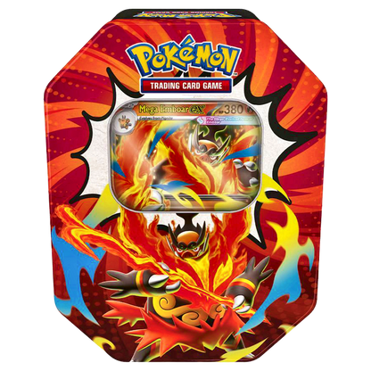 Pokemon Ascended Heroes Tin - Mega Emboar ex design (4 booster packs + promo)