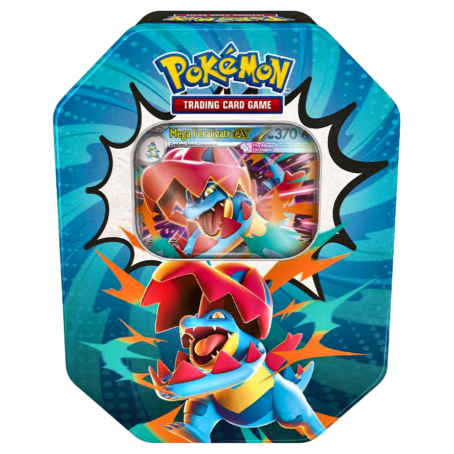 Pokemon Ascended Heroes Tin - Mega Feraligatr ex design (4 booster packs + promo)