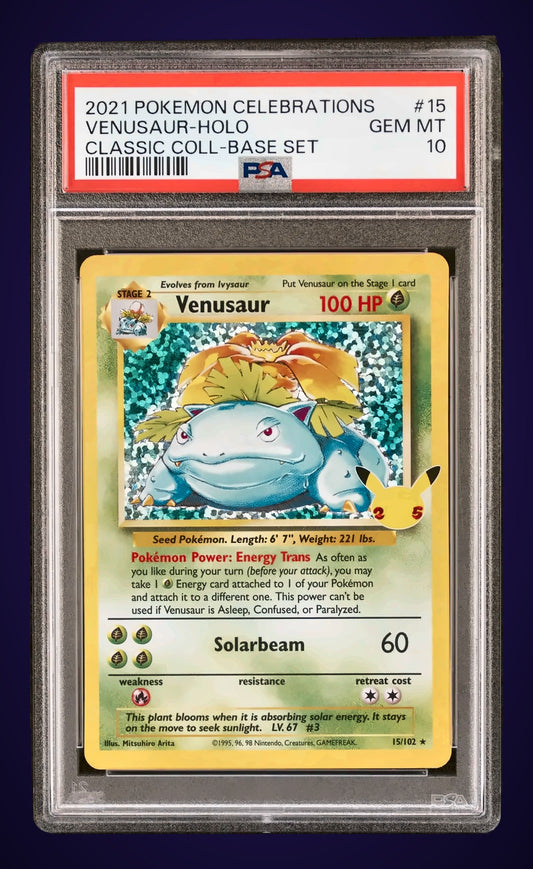 PSA 10 Venusaur Holo #15 (2021 Celebrations Classic Collection) graded slab