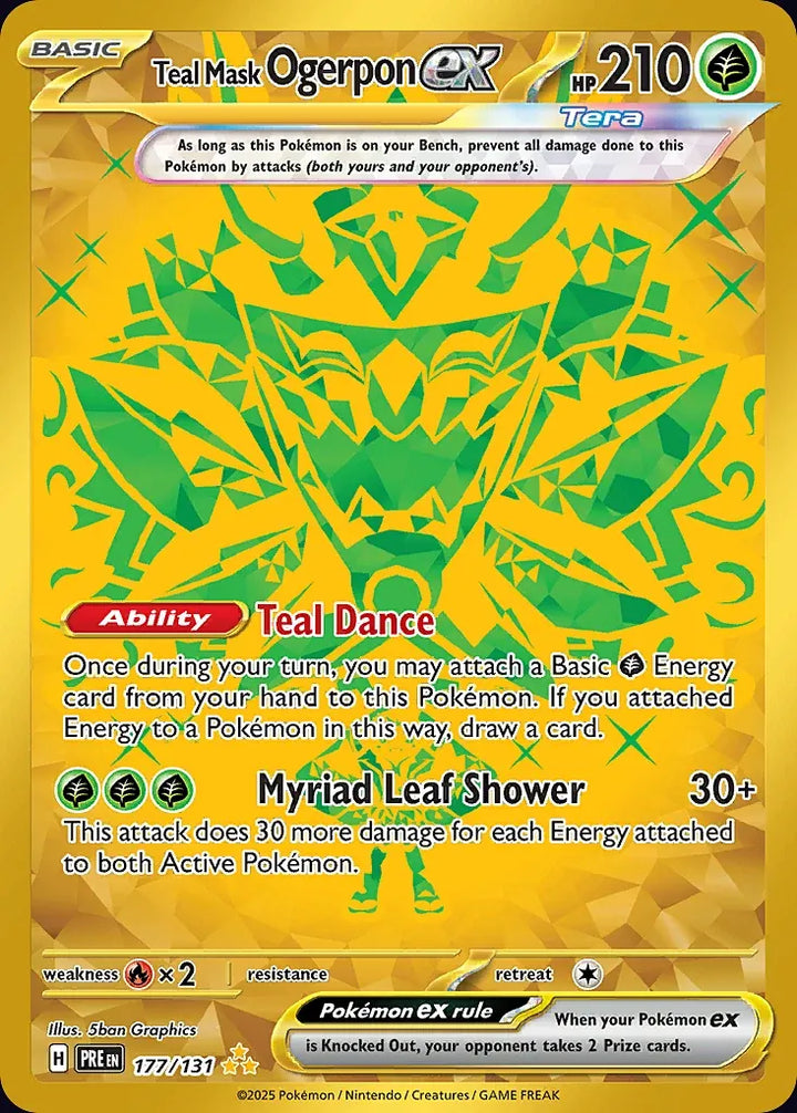 Teal Mask Ogerpon ex 177 Hyper Rare (gold) - EN-sv8pt5 card