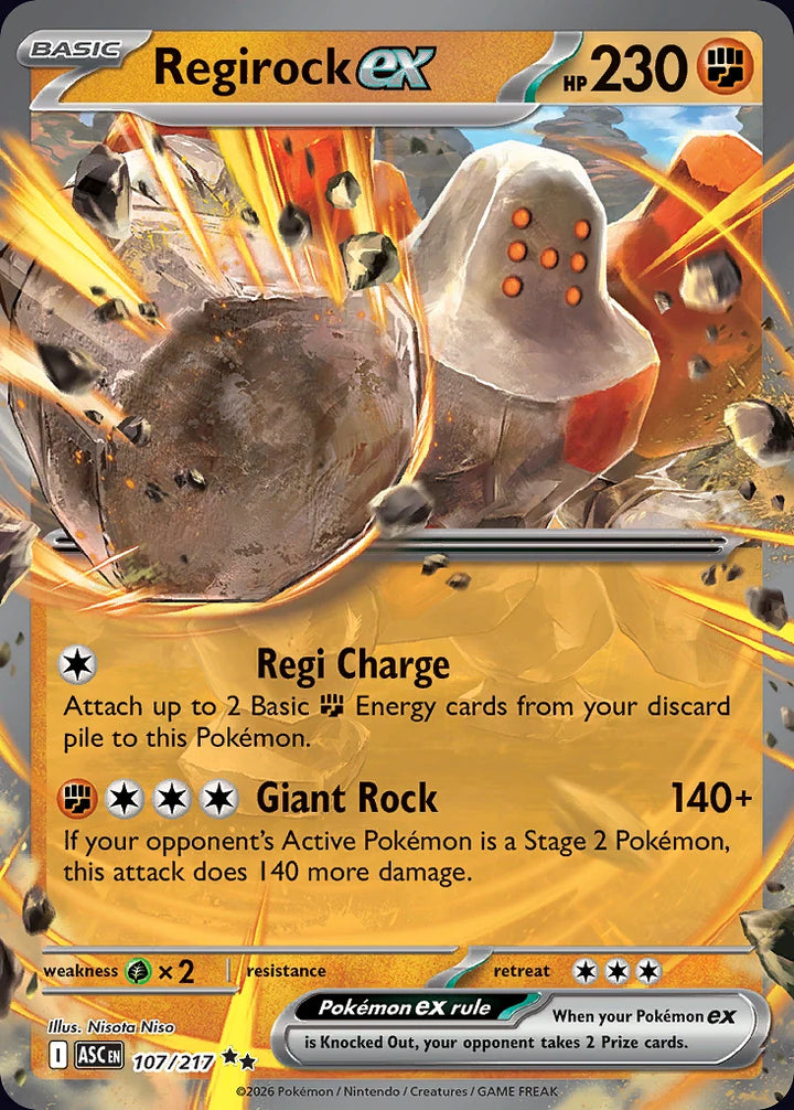 Regirock ex 107 Double Rare (ex) - EN-me2pt5 card