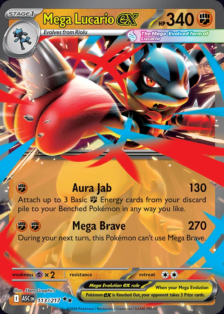 Mega Lucario ex 113 Double Rare (ex) - EN-me2pt5 card