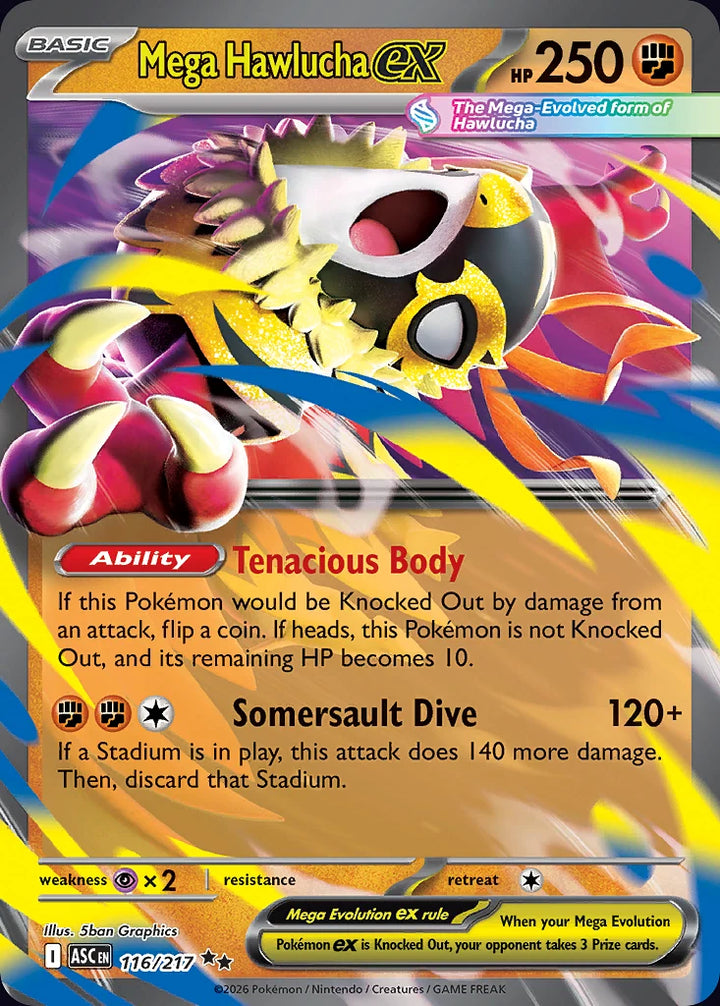 Mega Hawlucha ex 116 Double Rare (ex) - EN-me2pt5 card
