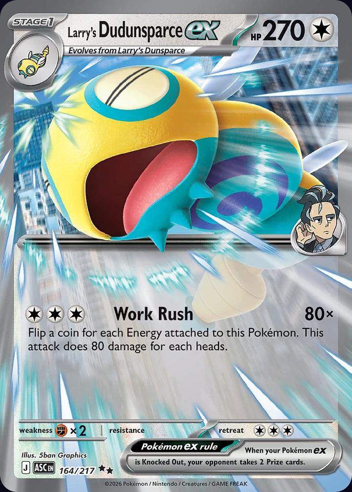 Larry's Dudunsparce ex 164 Double Rare (ex) - EN-me2pt5 card