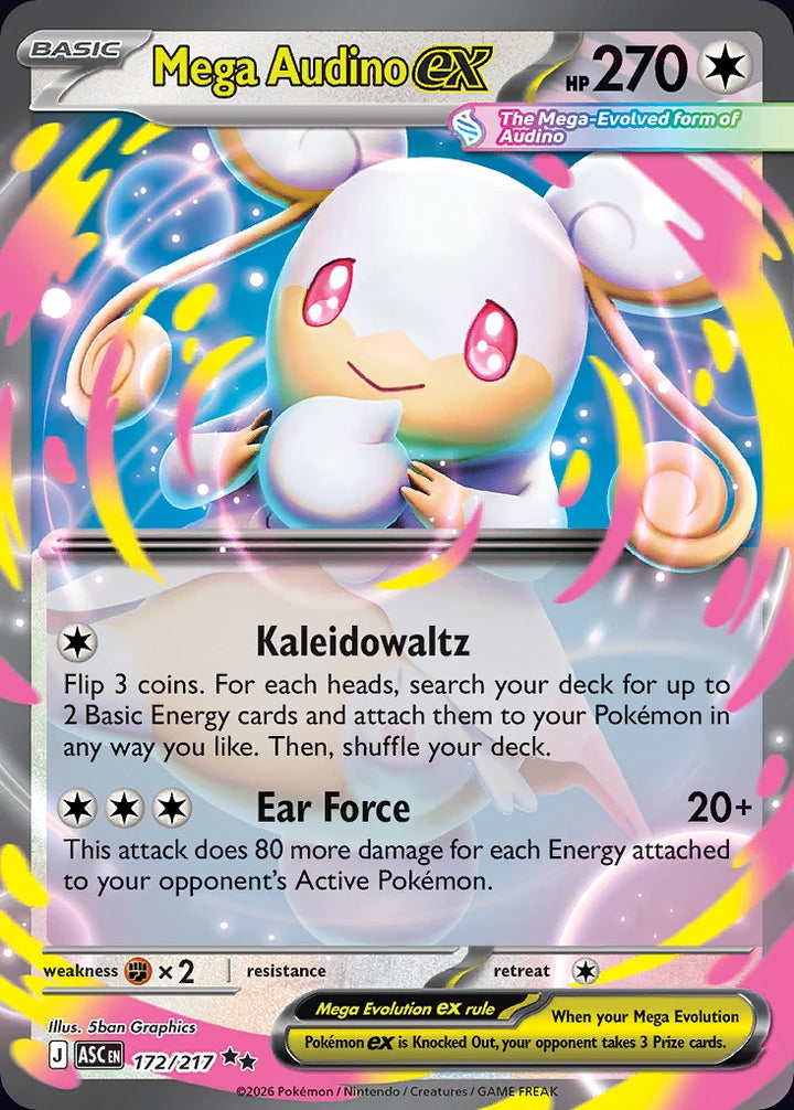 Mega Audino ex 172 Double Rare (ex) - EN-me2pt5 card