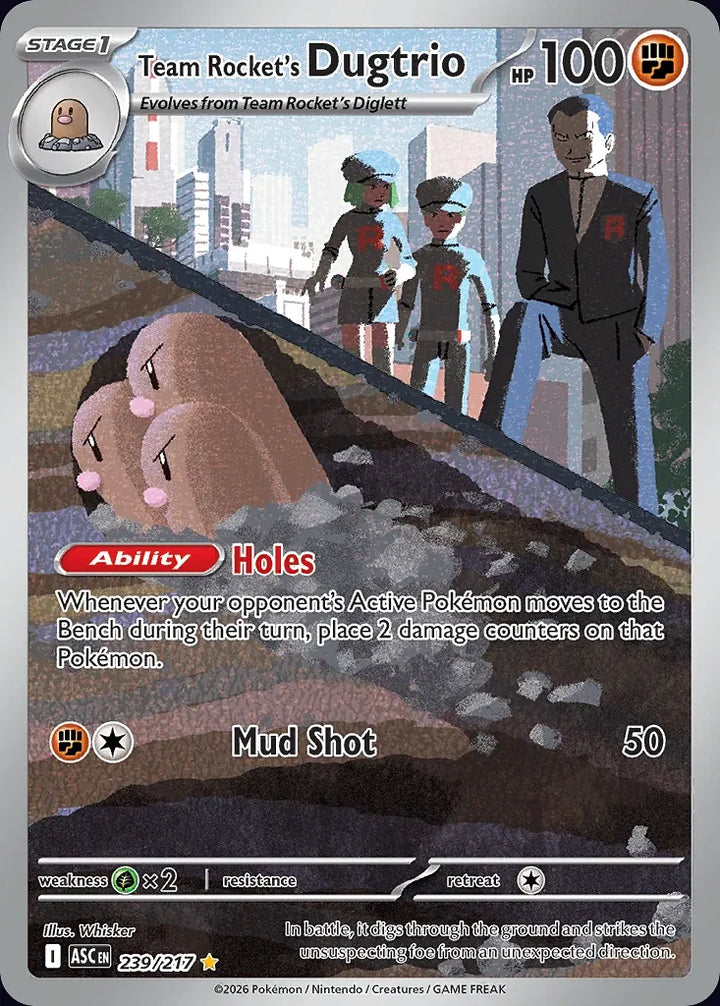 Team Rocket's Dugtrio 239 Illustration Rare - EN-me2pt5 card