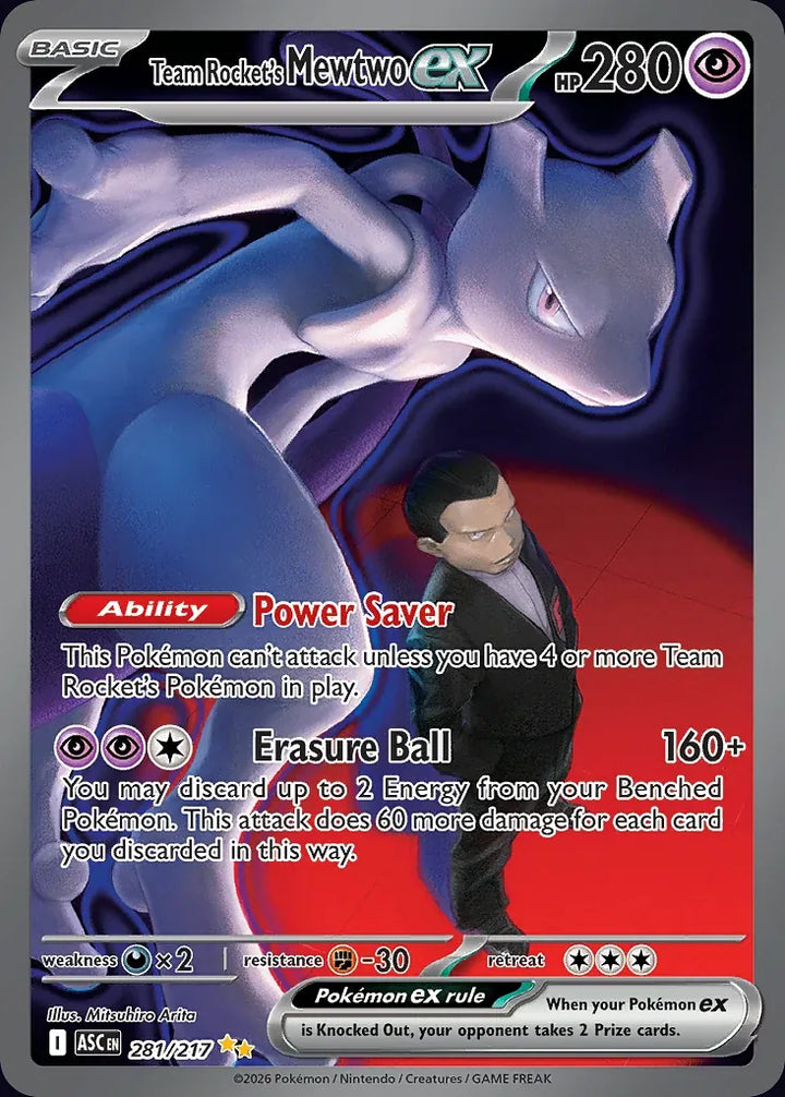 Team Rocket's Mewtwo ex 281 Special Illustration Rare - EN-me2pt5 card