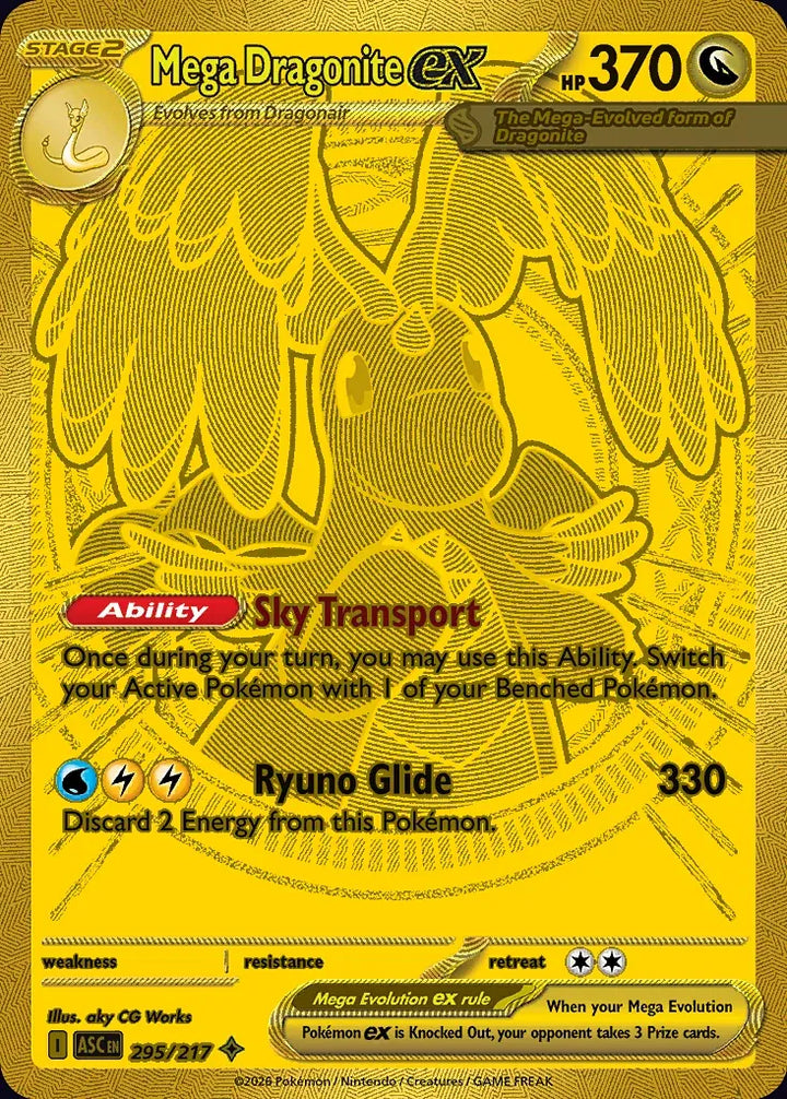 Mega Dragonite ex 295 Mega Hyper Rare (gold) - EN-me2pt5 card