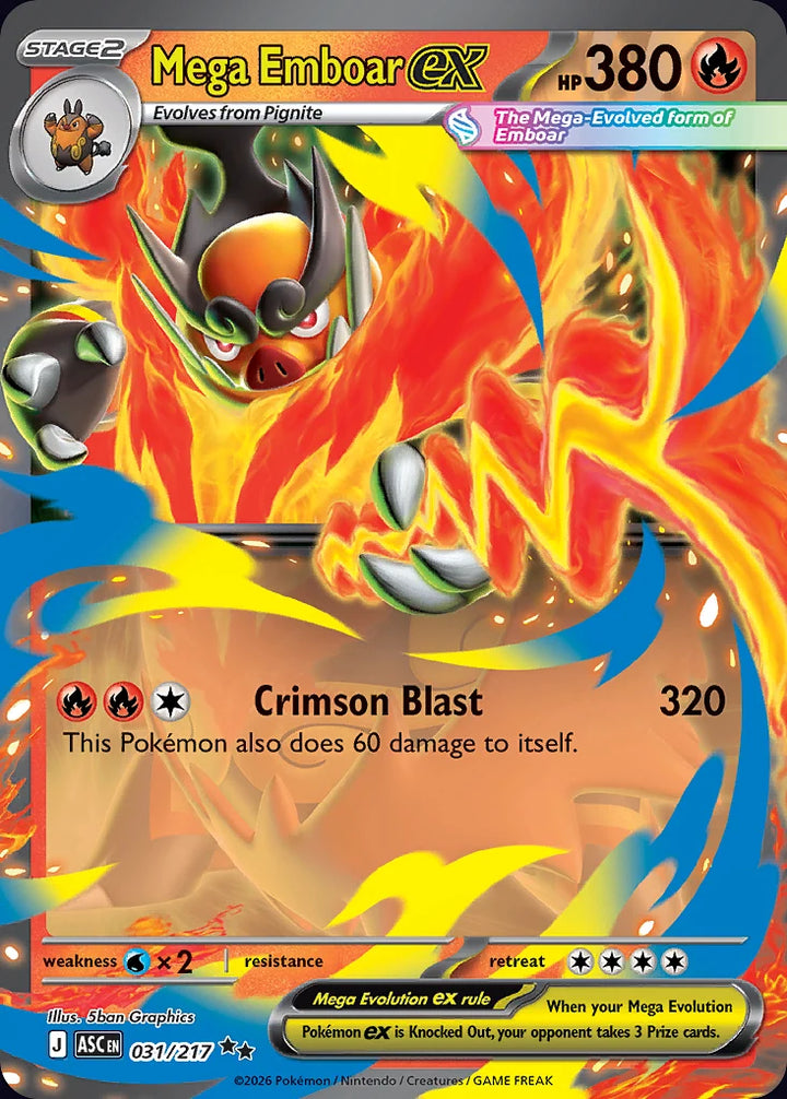 Mega Emboar ex 31 Double Rare (ex) - EN-me2pt5 card