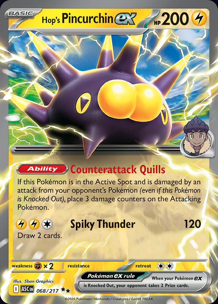 Hop's Pincurchin ex 68 Double Rare (ex) - EN-me2pt5 card