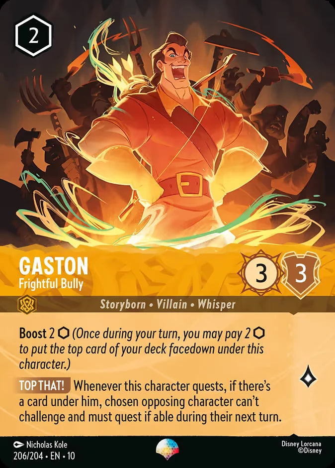 Gaston - Frightful Bully 206 Epic - Lorcana set 10 card