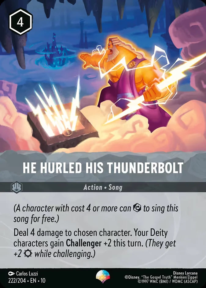He Hurled His Thunderbolt 222 Epic - Lorcana set 10 card