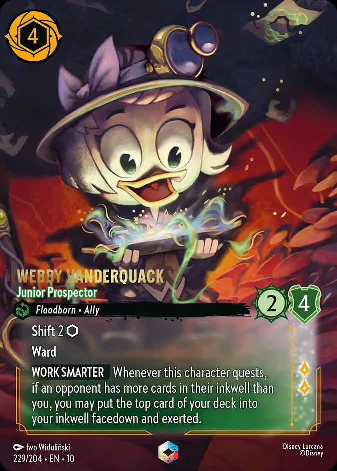 Webby Vanderquack - Junior Prospector 229 Enchanted - Lorcana set 10 card
