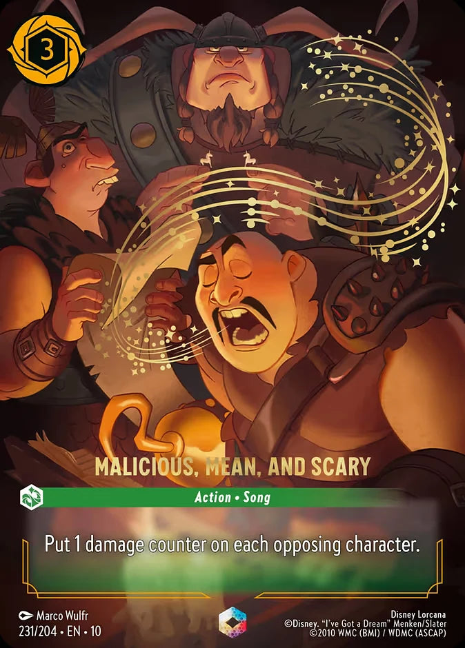 Malicious, Mean, and Scary 231 Enchanted - Lorcana set 10 card