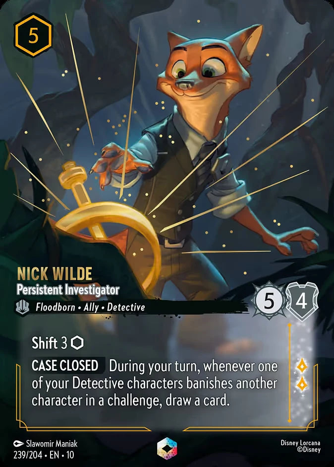 Nick Wilde - Persistent Investigator 239 Enchanted - Lorcana set 10 card