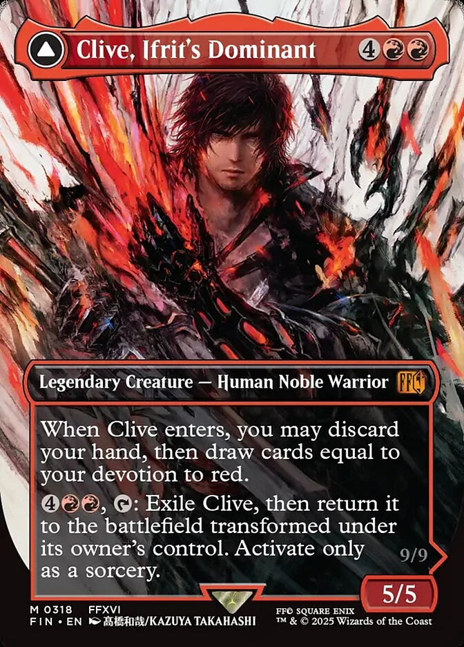 Clive, Ifrit's Dominant // Ifrit, Warden of Inferno 318 Borderless Mythic - MTG fin card