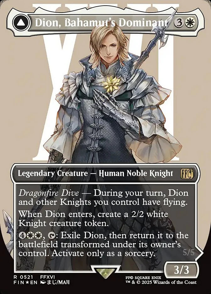 Dion, Bahamut's Dominant // Bahamut, Warden of Light 521 Borderless Rare - MTG fin card