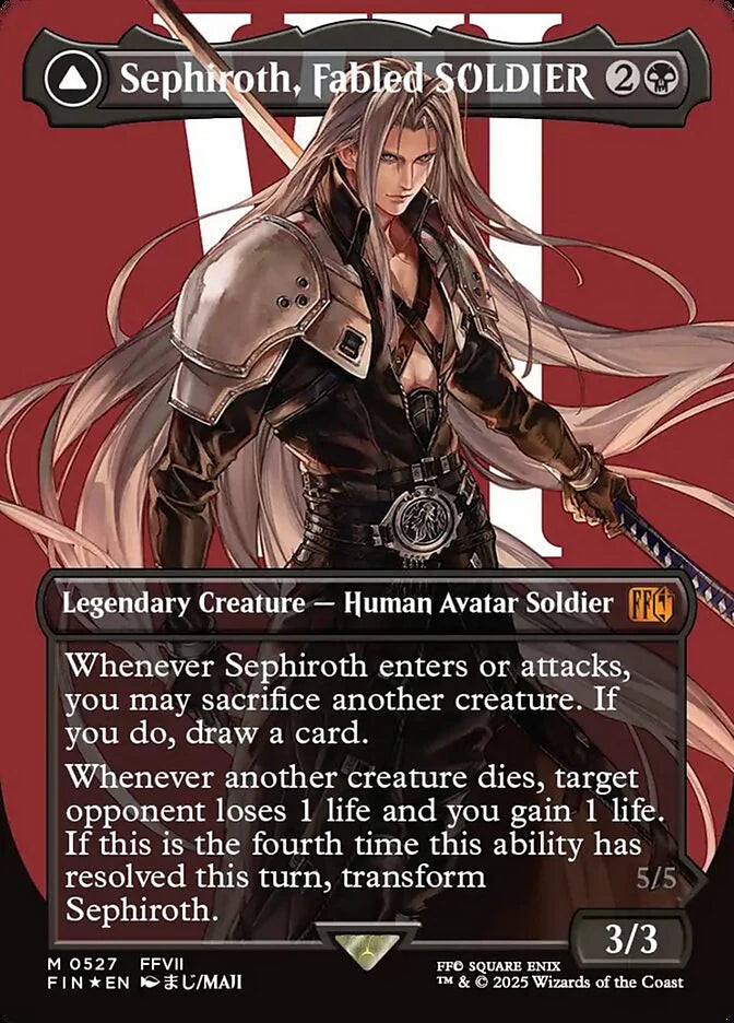 Sephiroth, Fabled SOLDIER // Sephiroth, One-Winged Angel 527 Borderless Mythic - MTG fin card