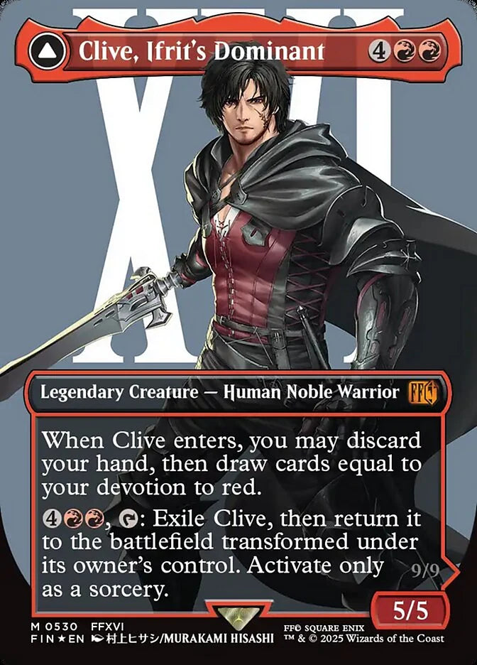 Clive, Ifrit's Dominant // Ifrit, Warden of Inferno 530 Borderless Mythic - MTG fin card