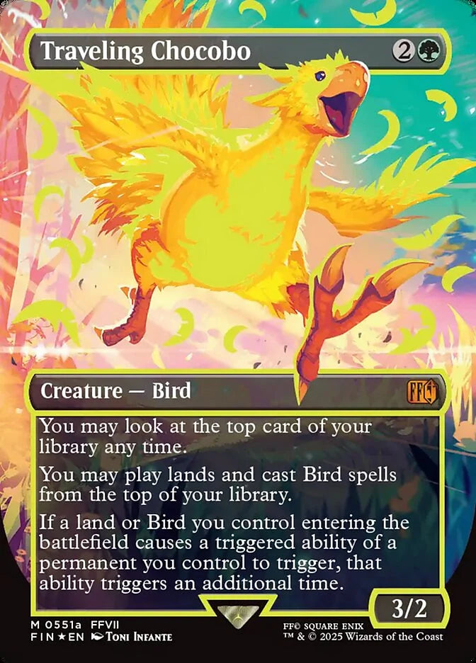 Traveling Chocobo 551a Borderless Mythic - MTG fin card