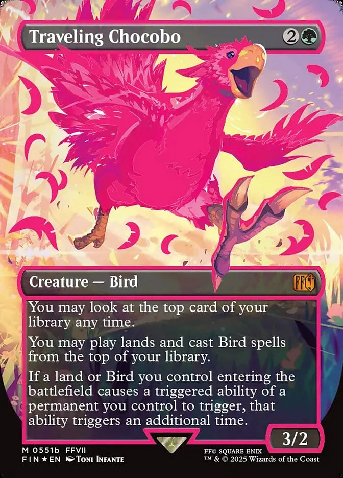 Traveling Chocobo 551b Borderless Mythic - MTG fin card