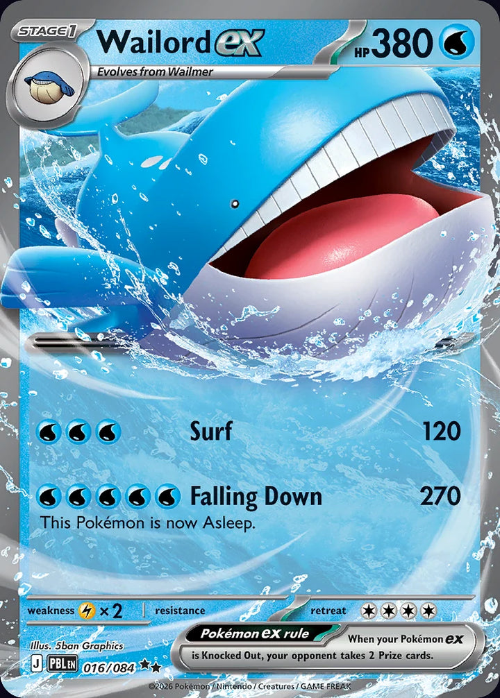 Wailord ex 16 Double Rare (ex) - EN-me5 card