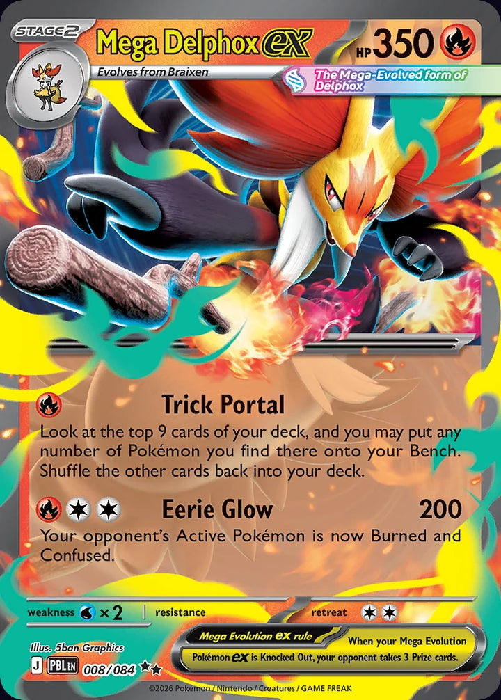 Mega Delphox ex 8 Double Rare (ex) - EN-me5 card