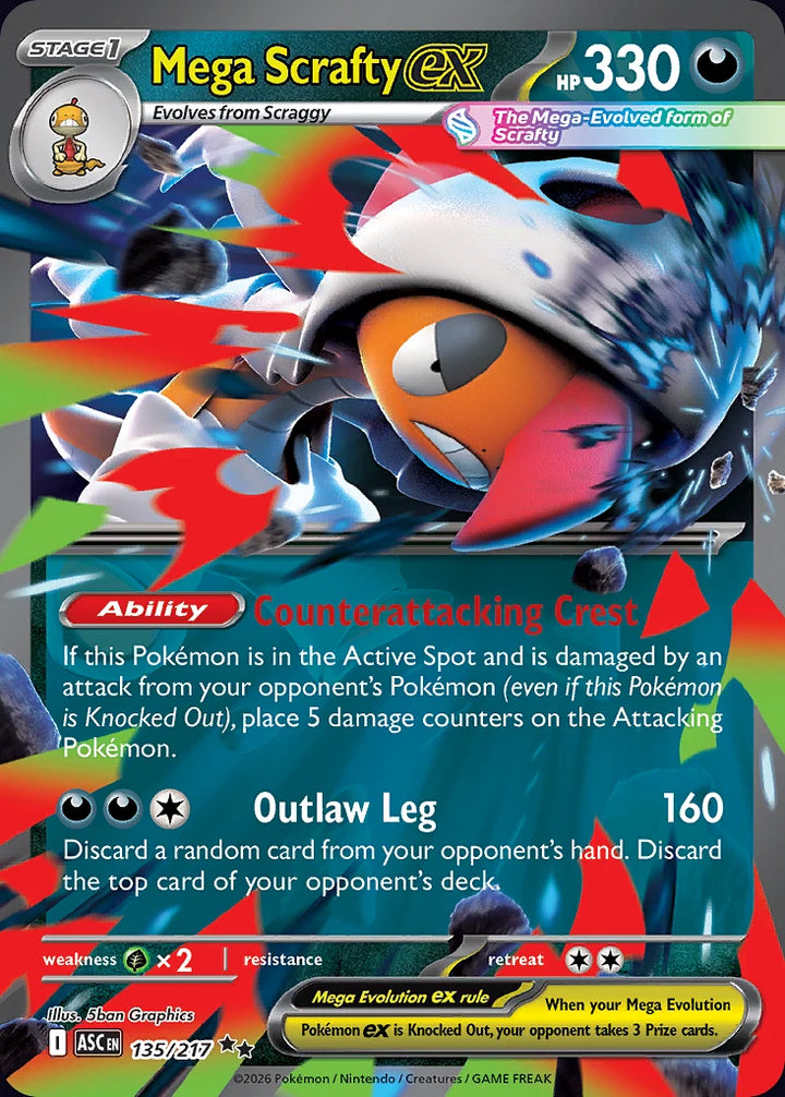Mega Scrafty ex 135 Double Rare (ex) · Ascended Heroes (EN) - Bundle card