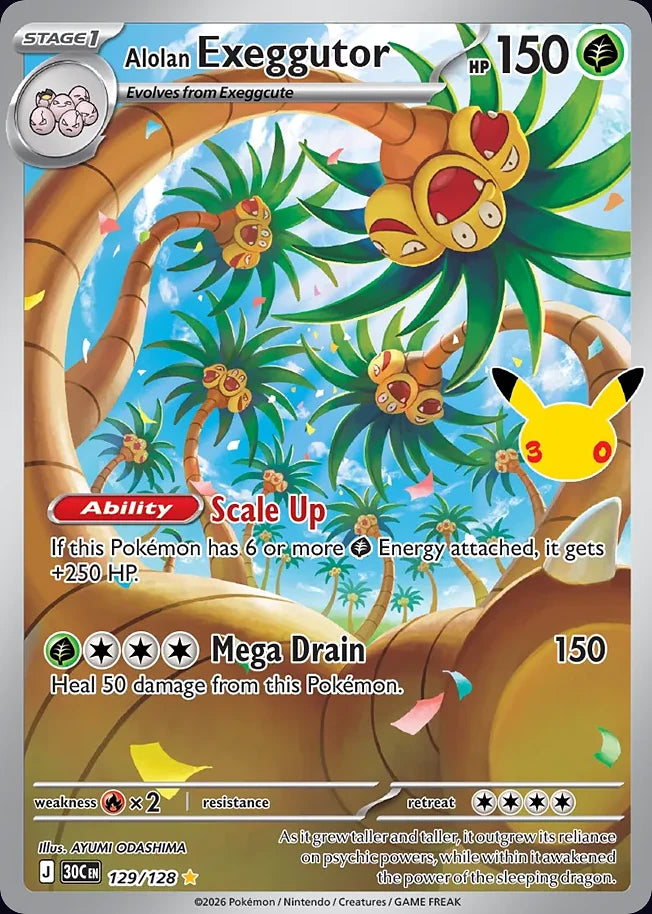 Alolan Exeggutor 129 Illustration Rare · 30th Celebration (EN) - Bundle card