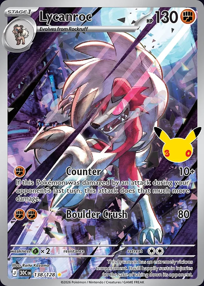 Lycanroc 138 Illustration Rare · 30th Celebration (EN) - Bundle card