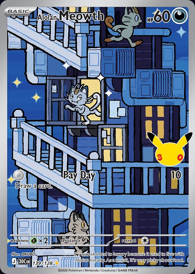 Alolan Meowth 139 Illustration Rare · 30th Celebration (EN) - Bundle card