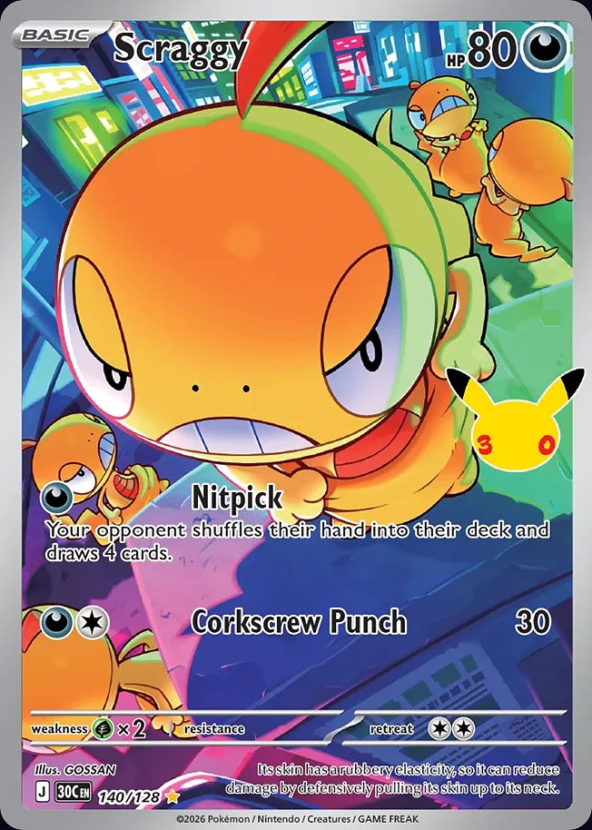 Scraggy 140 Illustration Rare · 30th Celebration (EN) - Bundle card