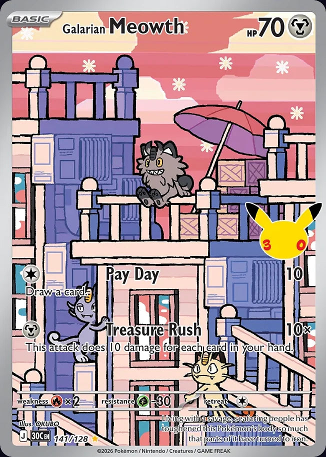 Galarian Meowth 141 Illustration Rare · 30th Celebration (EN) - Bundle card