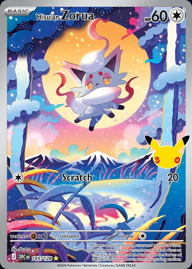 Hisuian Zorua 145 Illustration Rare · 30th Celebration (EN) - Bundle card