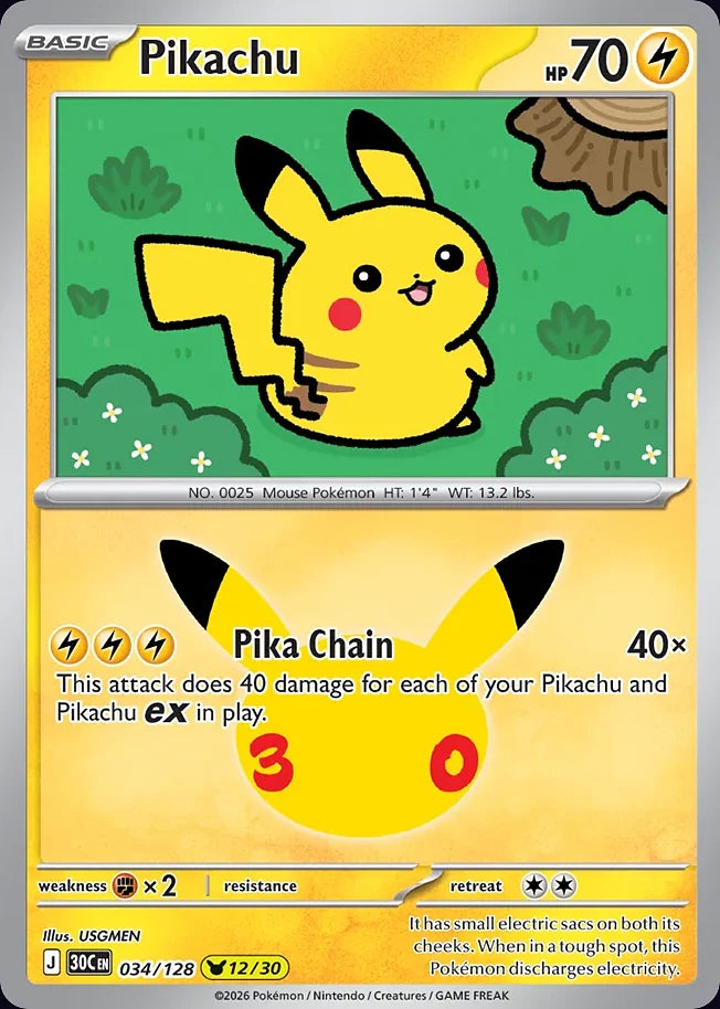 Pikachu 34 Pikachu Collection · 30th Celebration (EN) - Bundle card