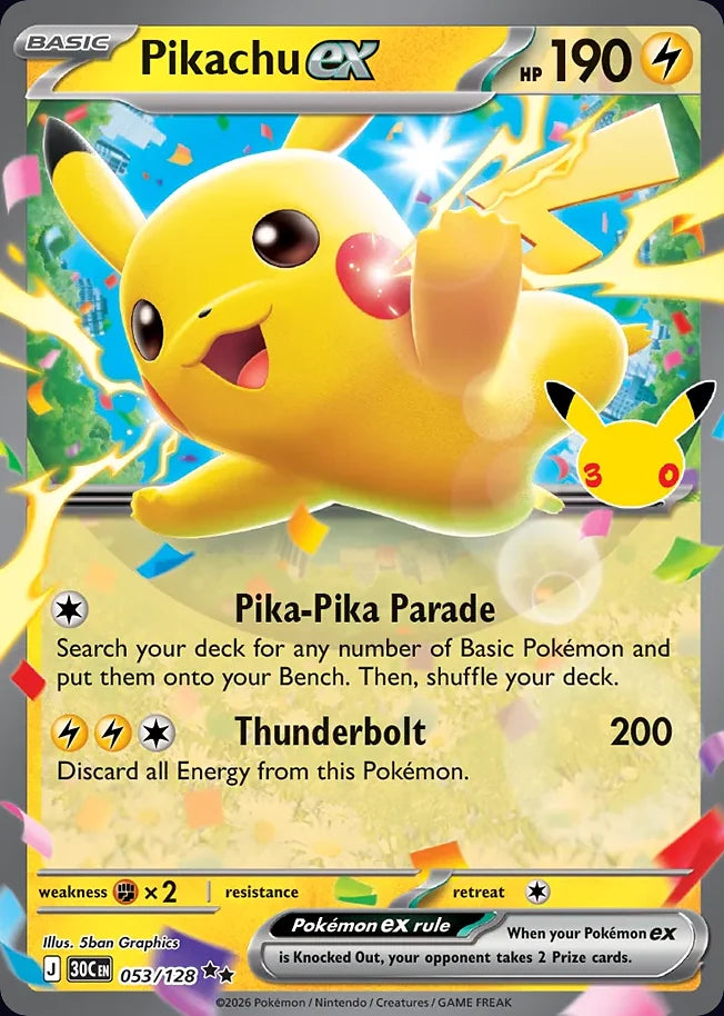 Pikachu ex 53 Double Rare (ex) · 30th Celebration (EN) - Bundle card