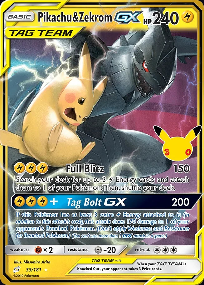 Pikachu & Zekrom-GX 33 CC Classic Collection · 30th Celebration (EN) - Bundle card